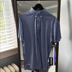 Casual Blue and White Gingham Button Down Shirt
